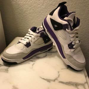 Purple and white Air Jordan 4 Retro GS